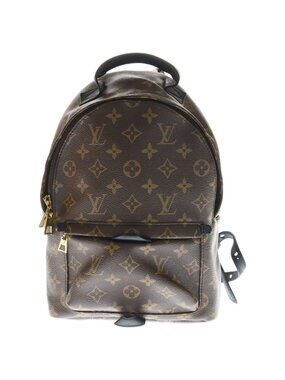 Louis Vuitton Monogram Palm Springs Backpack Brown Black Leather Gold